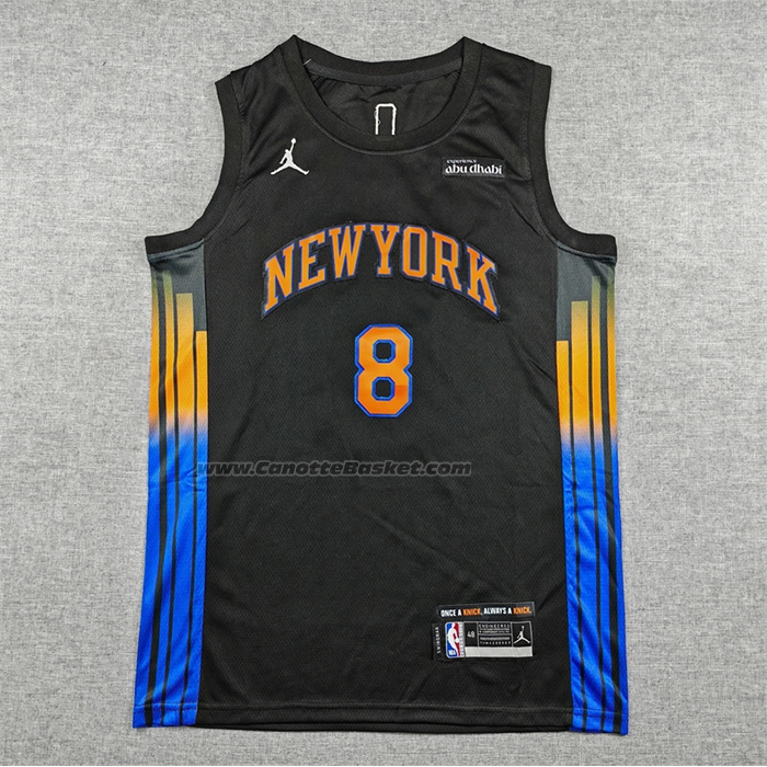 Maglia New York Knicks Og Anunoby No 8 Statement 2025-26 Nero